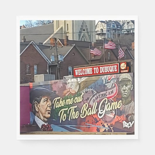 Serviette En Papier Symbole de Dubuque, Iowa avec drapeau américain (Devant)