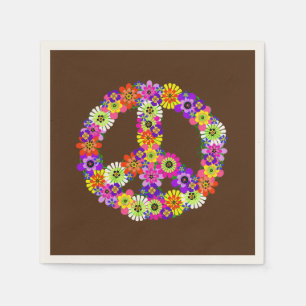 Serviette En Papier SYMBOLE DE LA PAIX Floral en Brown