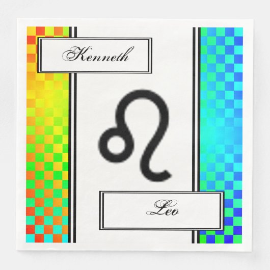 Serviette En Papier Symbole de Leo Zodiac Standard par Kenneth Yoncich (Devant)