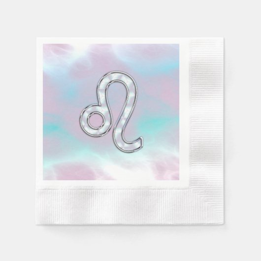 Serviette En Papier Symbole de Leo Zodiac sur Pastels Style Nacre Impr (Devant)