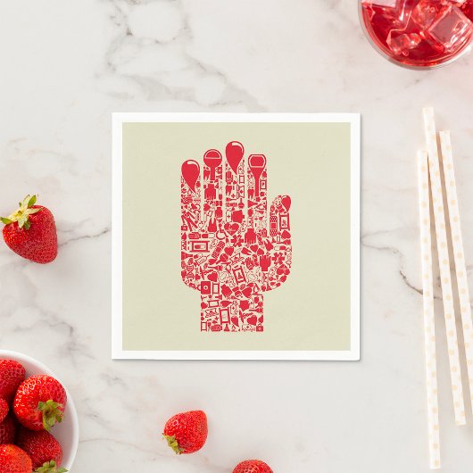 Serviette En Papier Symbole de main médicale rouge soins de santé