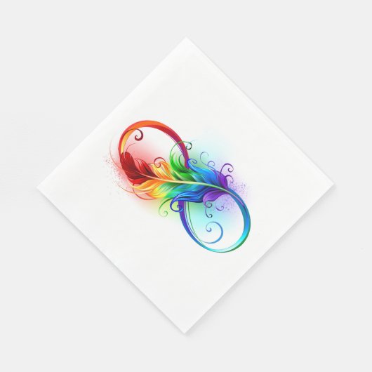 Serviette En Papier Symbole d'infini avec plume arc-en-ciel (Coin)