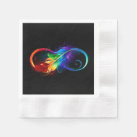 Symbole d'infini avec plume arc-en-ciel