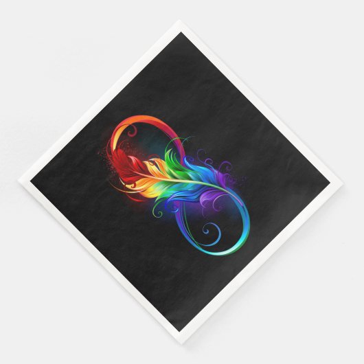 Serviette En Papier Symbole d'infini avec plume arc-en-ciel (Coin)