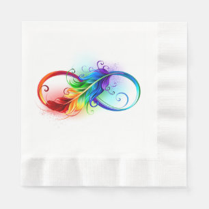 Serviette En Papier Symbole d'infini avec plume arc-en-ciel