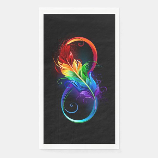 Serviette En Papier Symbole d'infini avec plume arc-en-ciel (Devant)