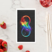 Serviette En Papier Symbole d'infini avec plume arc-en-ciel (En situation)