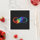 Serviette En Papier Symbole d'infini avec plume arc-en-ciel (En situation)