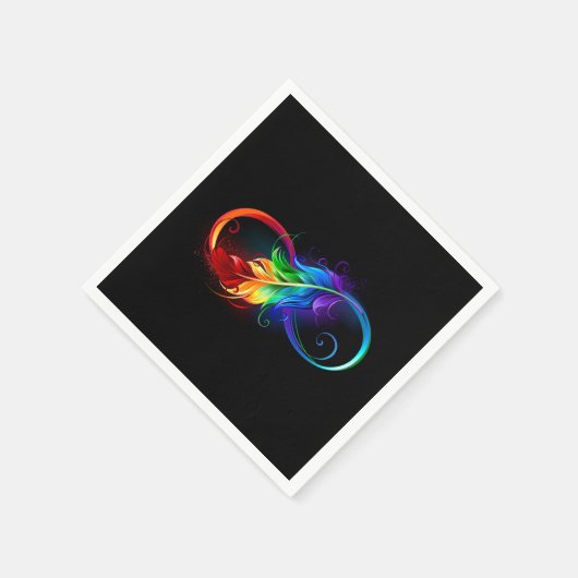 Serviette En Papier Symbole d'infini avec plume arc-en-ciel (Coin)