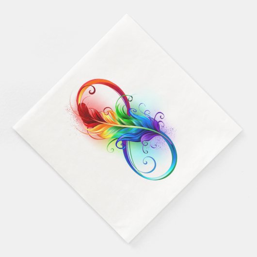 Serviette En Papier Symbole d'infini avec plume arc-en-ciel (Coin)