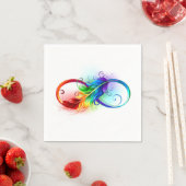 Serviette En Papier Symbole d'infini avec plume arc-en-ciel (En situation)