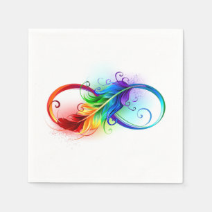 Serviette En Papier Symbole d'infini avec plume arc-en-ciel
