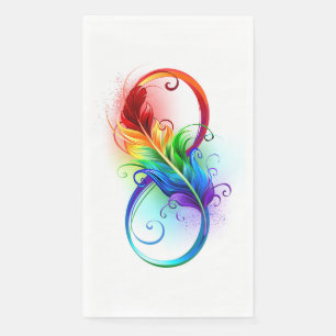 Serviette En Papier Symbole d'infini avec plume arc-en-ciel