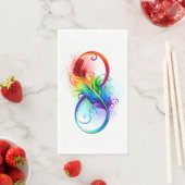 Serviette En Papier Symbole d'infini avec plume arc-en-ciel (En situation)