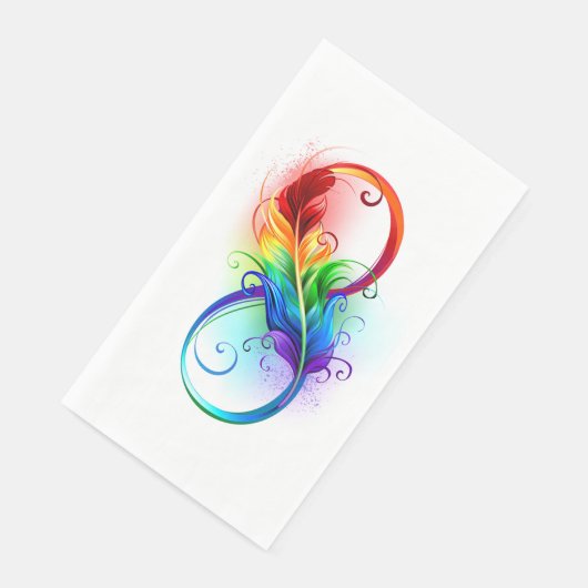 Serviette En Papier Symbole d'infini avec plume arc-en-ciel (Coin)