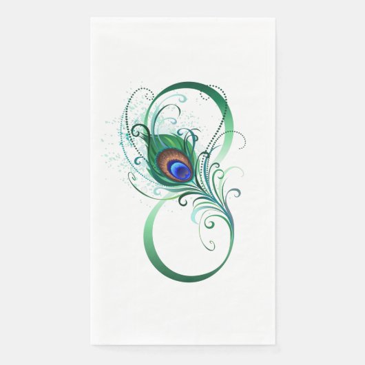 Serviette En Papier Symbole d'infini avec plume de paon (Devant)