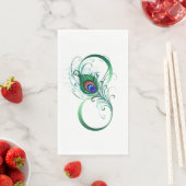 Serviette En Papier Symbole d'infini avec plume de paon (En situation)