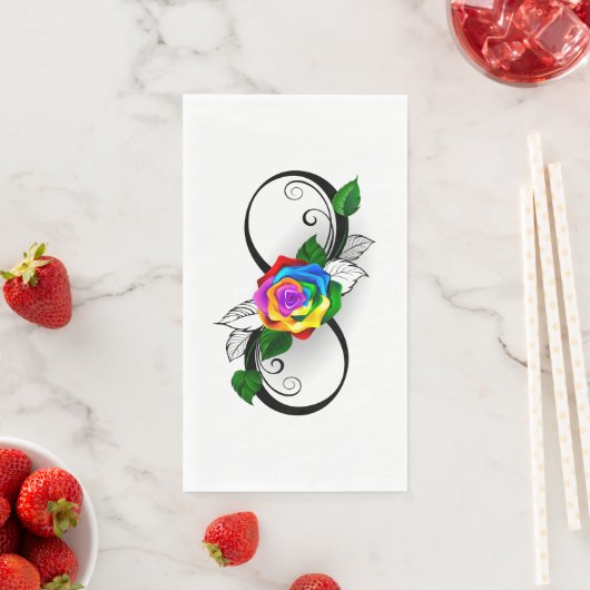 Serviette En Papier Symbole d'infini avec Rose arc-en-ciel (En situation)