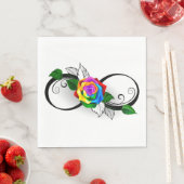 Serviette En Papier Symbole d'infini avec Rose arc-en-ciel (En situation)