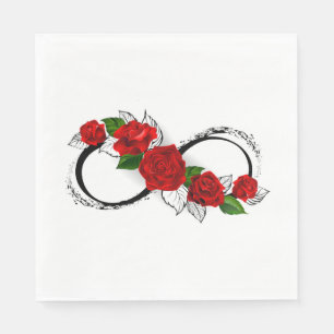 Serviette En Papier Symbole d'infini avec roses rouges