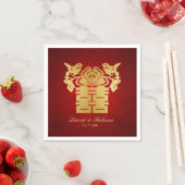 Serviette En Papier Symbole du bonheur double des Inséparables chinois (En situation)