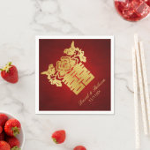 Serviette En Papier Symbole du bonheur double des Inséparables chinois (En situation)