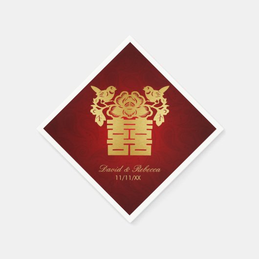 Serviette En Papier Symbole du bonheur double des Inséparables chinois (Coin)