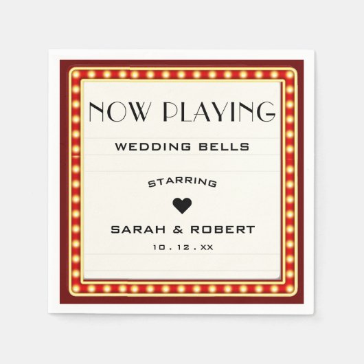 Serviette En Papier Symbole du cinéma rétro Mariage rouge (Devant)