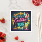 Serviette En Papier Symbole du néon du milieu du siècle Cocktail Hour (En situation)