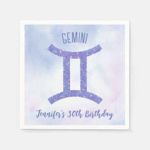 Serviette En Papier Symbole Gemini personnalisé violet fête d'annivers