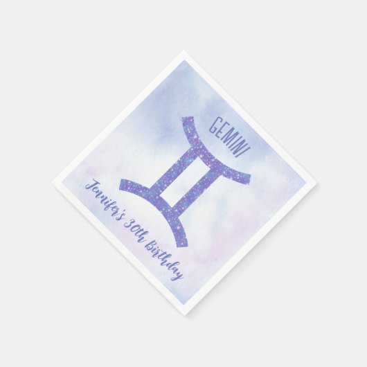 Serviette En Papier Symbole Gemini personnalisé violet fête d'annivers (Coin)