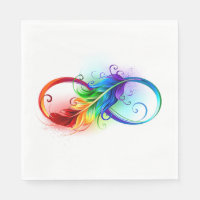 Symbole infini avec plume arc-en-ciel