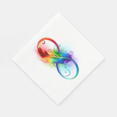Serviette En Papier Symbole infini avec plume arc-en-ciel (Coin)