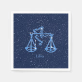 Serviette En Papier Symbole Libra Constellation et Zodiac avec étoiles (Devant)