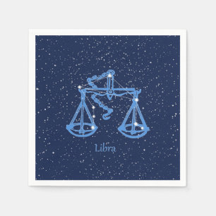Serviette En Papier Symbole Libra Constellation et Zodiac avec étoiles