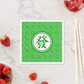 Serviette En Papier Symbole Lucky Mahjong - Vert foncé (En situation)