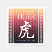 Serviette En Papier Symbole lunaire du Tigre 虎 or rouge chinois Zodiac (Devant)