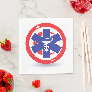 Serviette En Papier Symbole médical d'urgence Étoile de vie Caducée