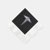 Serviette En Papier Symbole Médicale Caduceus sur le noir (Coin)