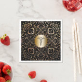 Serviette En Papier Symbole Médicale d'or noir Caduceus Infirmière Doc (En situation)