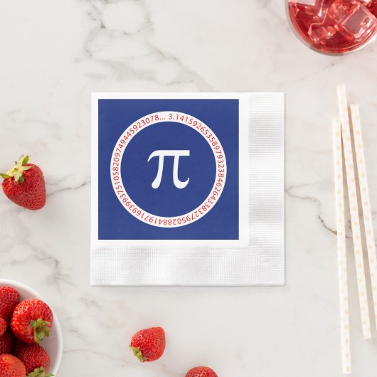 Serviette En Papier Symbole Pi en cercle sur bleu marine (En situation)