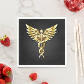 Serviette En Papier Symbole Polygonal Or Caduceus (En situation)