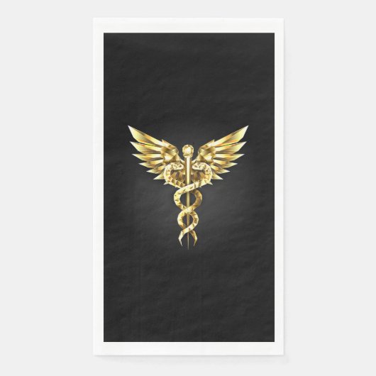 Serviette En Papier Symbole Polygonal Or Caduceus (Devant)