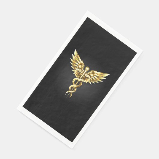 Serviette En Papier Symbole Polygonal Or Caduceus (Coin)