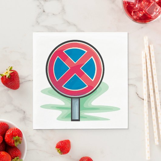 Serviette En Papier Symbole rouge bleu de la route de stationnement