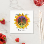 Serviette En Papier Symbole solaire Eclipse, tournesol et paix 2017 (En situation)
