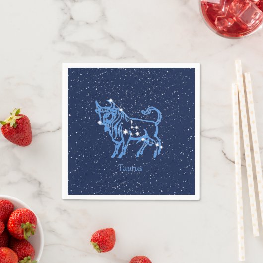 Serviette En Papier Symbole Taurus Constellation et Zodiaque avec étoi (En situation)