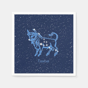 Serviette En Papier Symbole Taurus Constellation et Zodiaque avec étoi