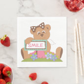Serviette En Papier Symbole Teddy Bear with Bow Holding Smile (En situation)