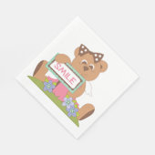 Serviette En Papier Symbole Teddy Bear with Bow Holding Smile (Coin)